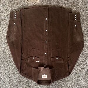 SEAGER REAGAN PEARL SNAP CORDUROY Brown Casual Button Down Shirt